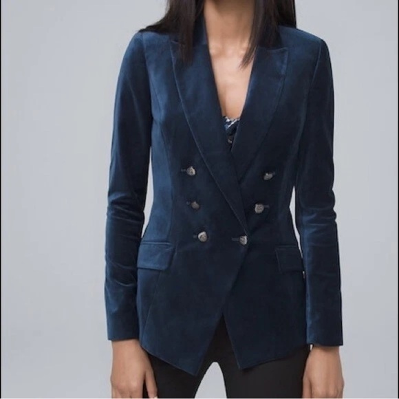 White House Black Market Jackets & Blazers - WHITE HOUSE BLACK MARKET VELVET TROPHY SIZE 6 In RIVER TEAL